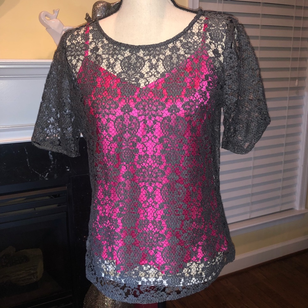 Trina Turk lace overlay shirt and cami! Gorgeous!